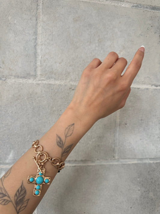 27 Cross Charm Chain Bracelet